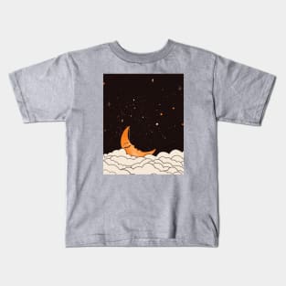 Moon Resting On Clouds Kids T-Shirt